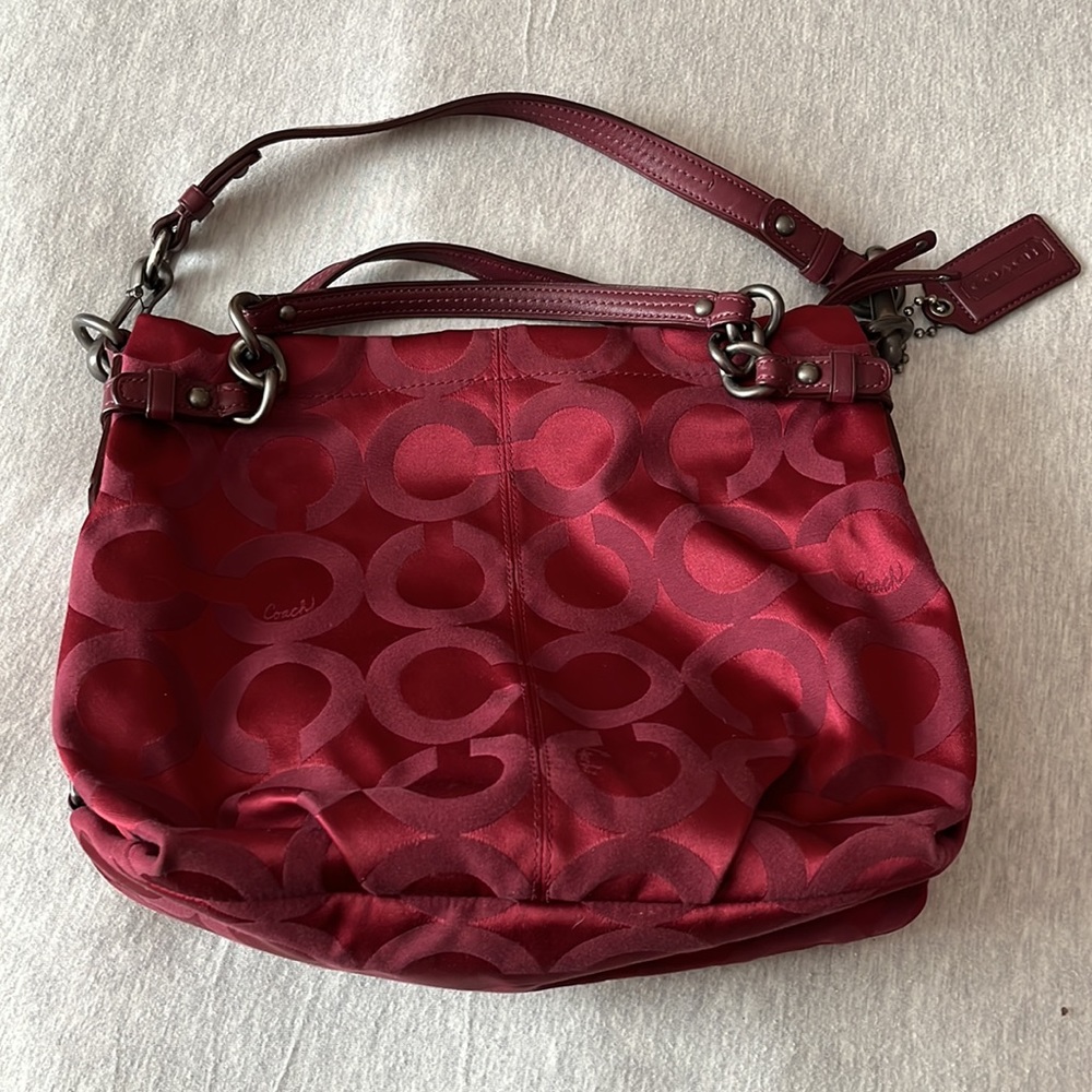 Coach Signature Burgundy Handbag! Rarely used!